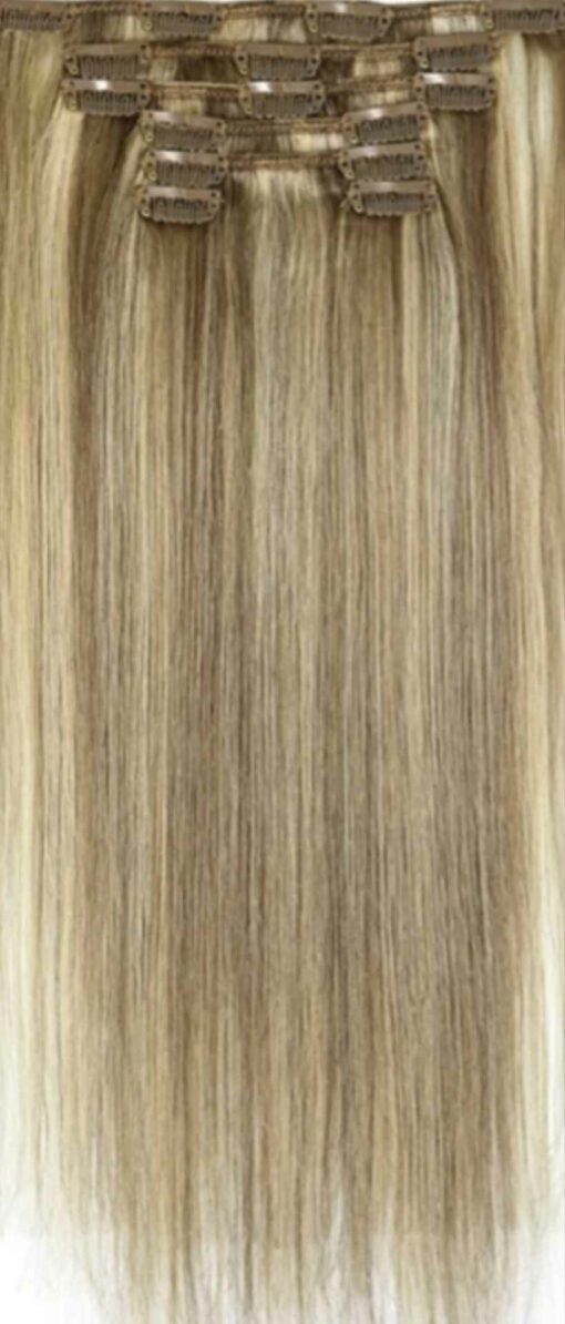 18inch ash blonde clip in hair extensions-straight-long(4)