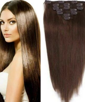 20 Inch clip in Hair extension-Brown-Long Straight(1)