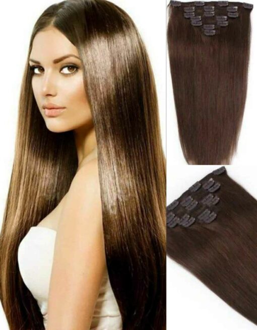 20 Inch clip in Hair extension Brown Long Straight2