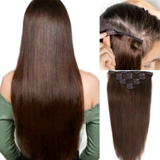 20 Inch clip in Hair extension-Brown-Long Straight(3)