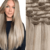 Blonde clip in Hair extension Long straight 1