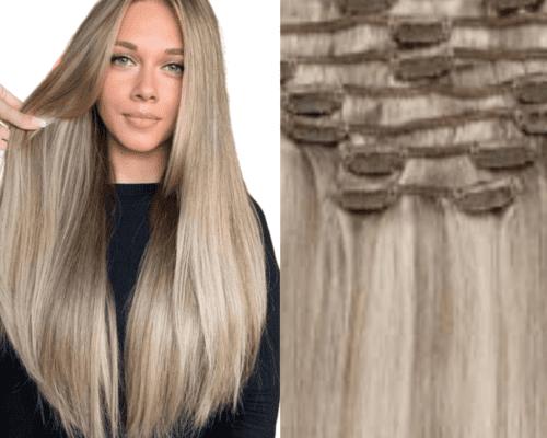 Blonde clip in Hair extension-Long straight 1