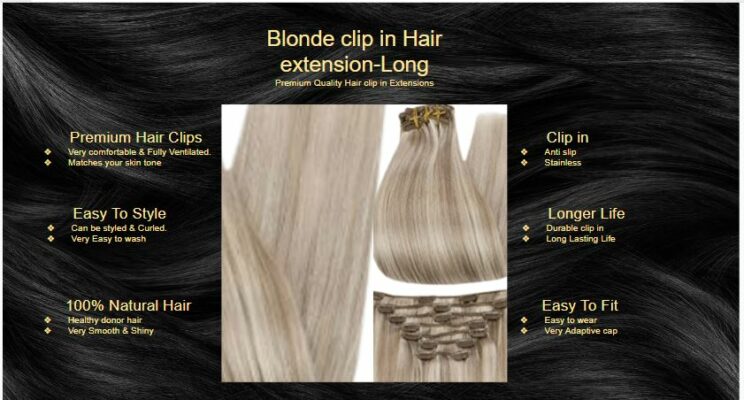 Blonde clip in Hair extension Long straight5