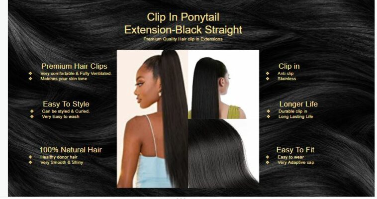 Clip In Ponytail Extension Black Straight5