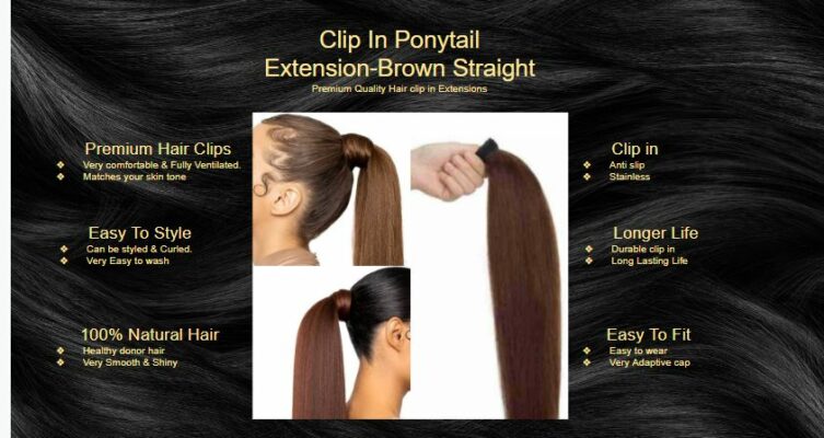 Clip In Ponytail Extension Brown Straight5 Clip In Ponytail Extension Brown Straight5