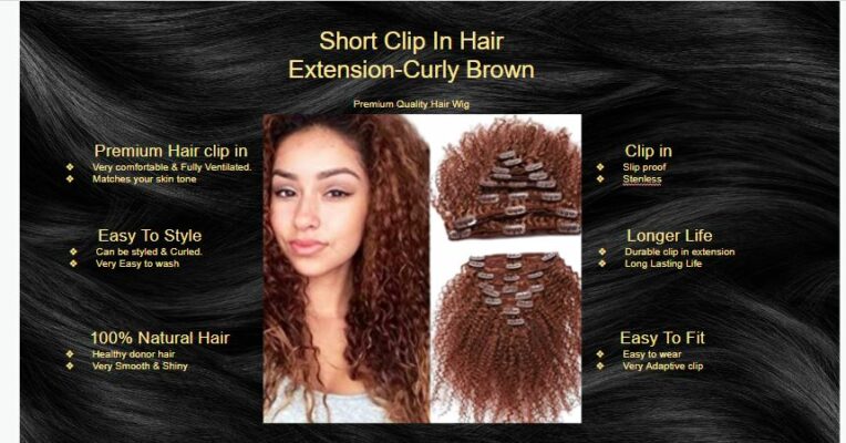 Short Clip In Hair Extension Curly Brown5