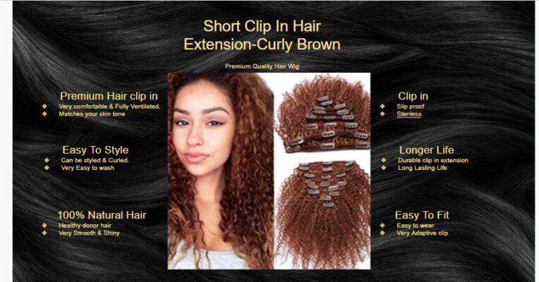 Short Clip In Hair Extension Curly Brown5 Short Clip In Hair Extension Curly Brown5