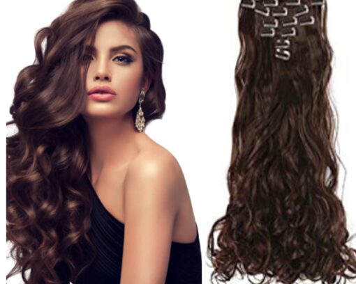 bellami clip in hair extension long wavy brown 1