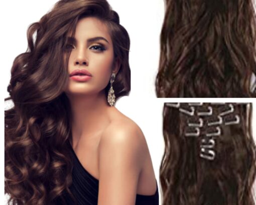 bellami clip in hair extension long wavy brown 2