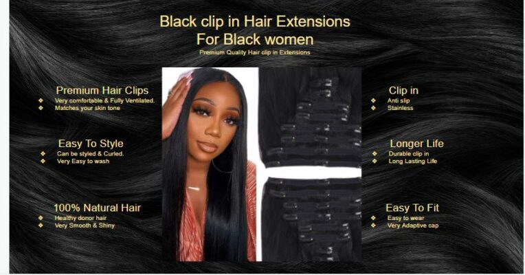 black clip in hair extention for black women long straight5