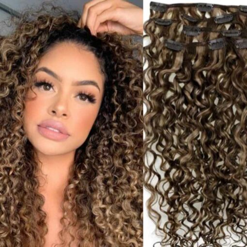 blonde curly clip in hair
