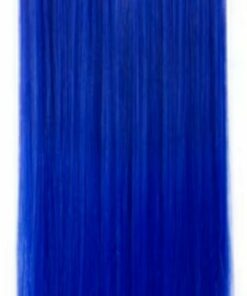 blue clip in hair extensions Long Straight4