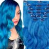 blue hair in extension long body wave 1