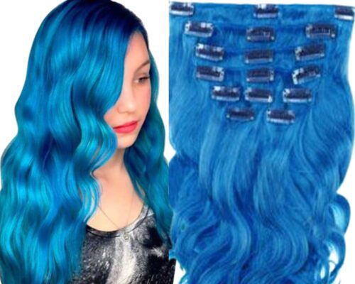 blue hair in extension-long body wave 1