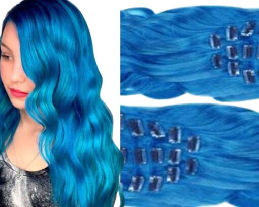 blue hair in extension long body wave 2