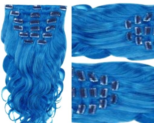 blue hair in extension long body wave 3