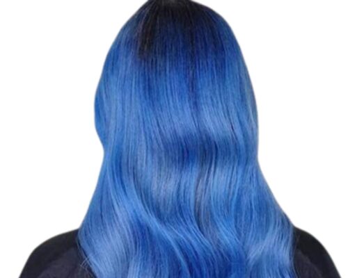 blue hair in extension-long body wave 4