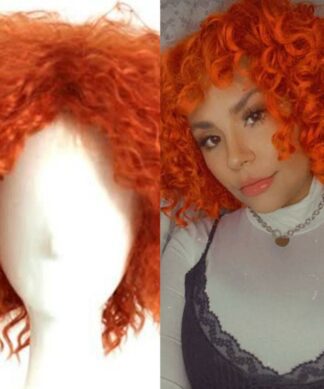 clip in extensions for short hair-orange curly(1)