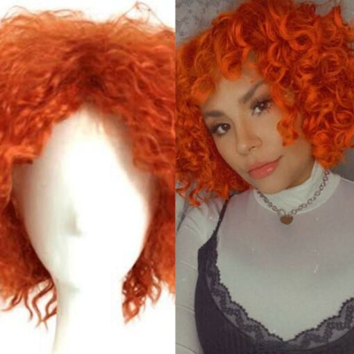 clip in extensions for short hair-orange curly(1)