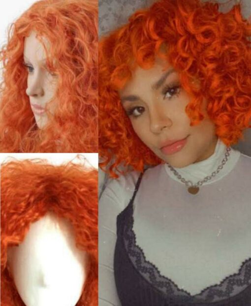 clip in extensions for short hair-orange curly(2)