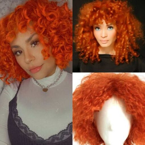 clip in extensions for short hair-orange curly(3)