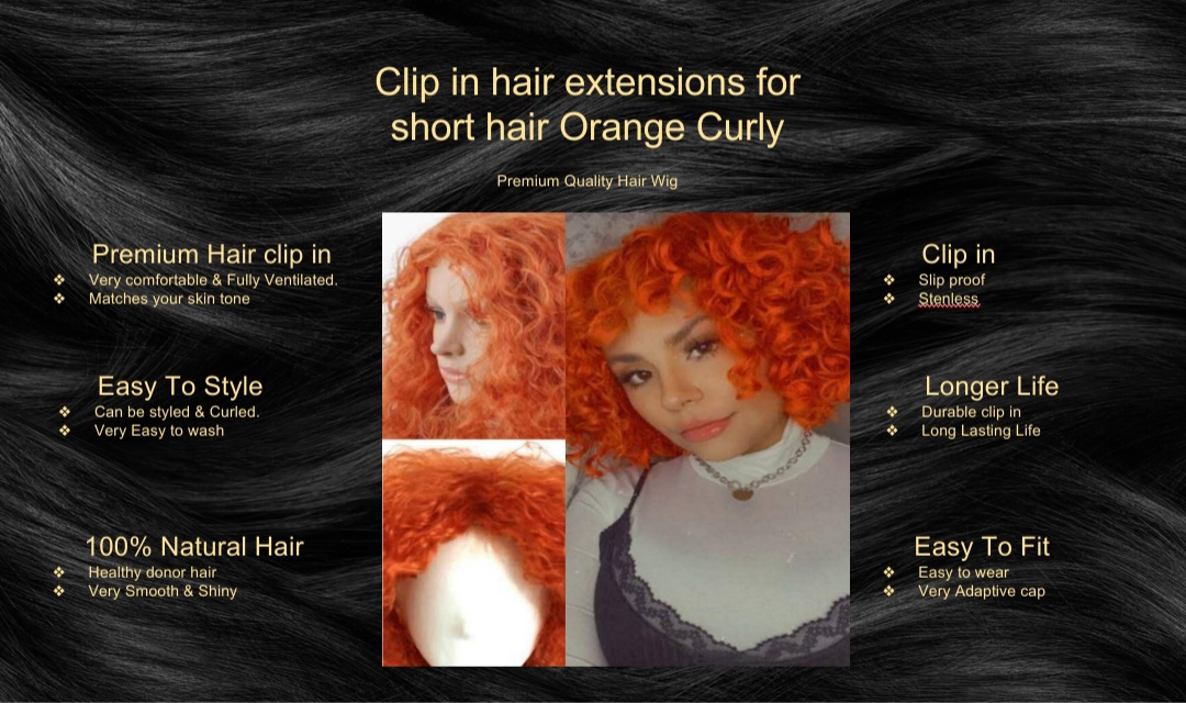 clip in extensions for short hair-orange curly5