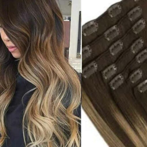 clip in hair extension blonde long straight1