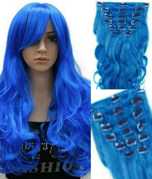 clip in hair extensions for thin hair-blue wavy(3)