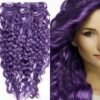 clip in hair extensions purple long curly 1