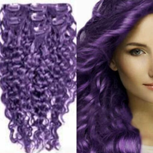 clip in hair extensions-purple long curly (1)