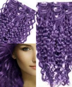clip in hair extensions purple long curly2