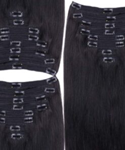 clip in natural human hair extension long black straight 3