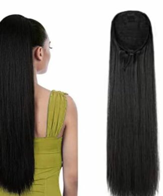 clip in ponytail extension-black straight1