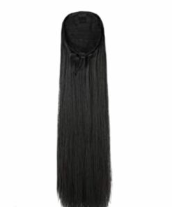 clip in ponytail extension black straight4