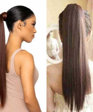 clip in ponytail extension-brown straight1
