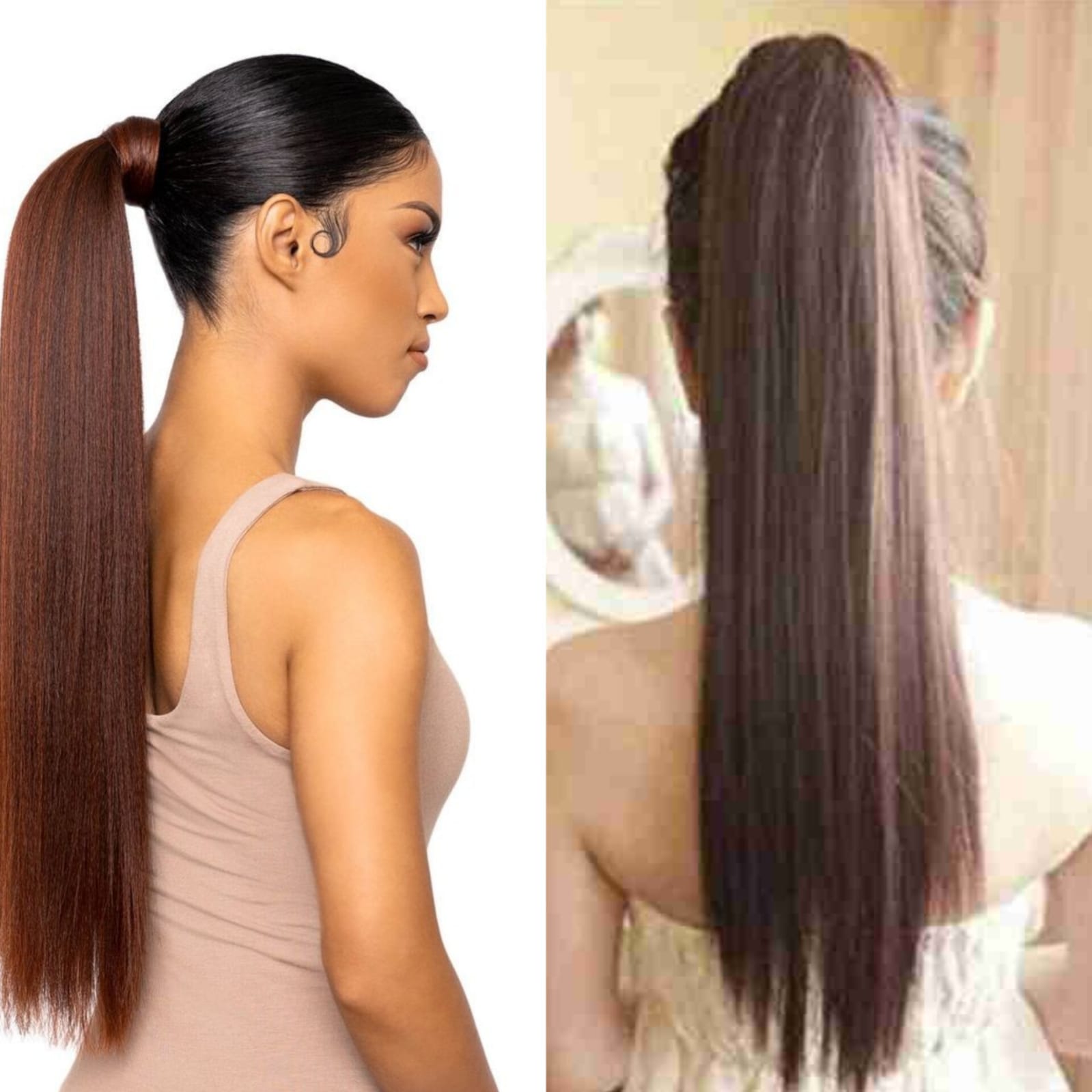 Clip In Ponytail Extension Brown Straight Long Is So Thick And