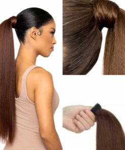 clip in ponytail extension brown straight2