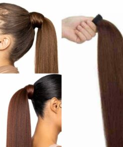 clip in ponytail extension brown straight3