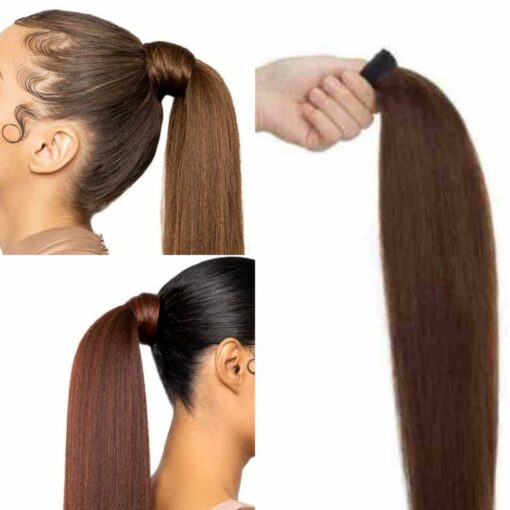 clip in ponytail extension-brown straight3