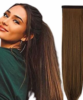clip in ponytail extension-long-brown 1