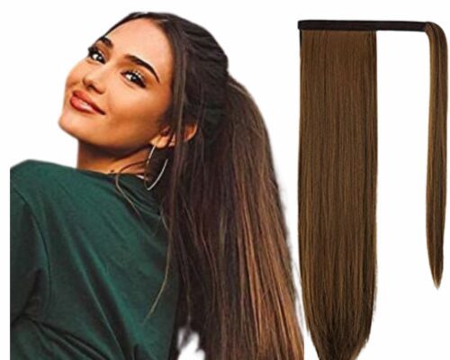 clip in ponytail extension-long-brown 1