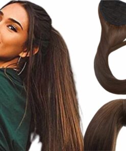 clip in ponytail extension long brown 2