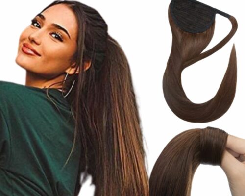 clip in ponytail extension-long-brown 2