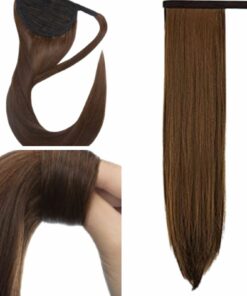 clip in ponytail extension long brown 3