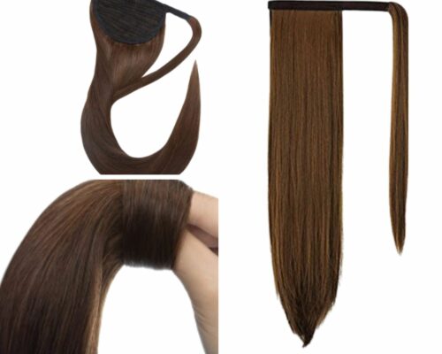 clip in ponytail extension-long-brown 3