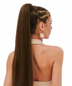 clip in ponytail extension long brown 4