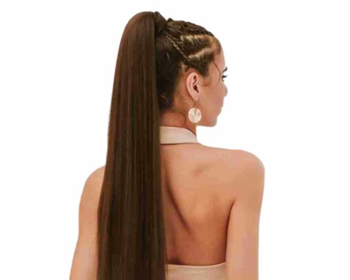 clip in ponytail extension long brown 4