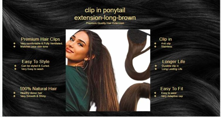 clip in ponytail extension long brown5