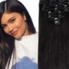 halo clip in hair extension black long straight 1