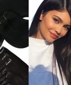 halo clip in hair extension black long straight 2